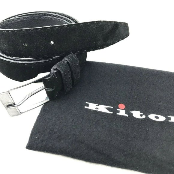 Kiton Other - KITON Black Suede Men's Dress Belt 42” Size 105 cm